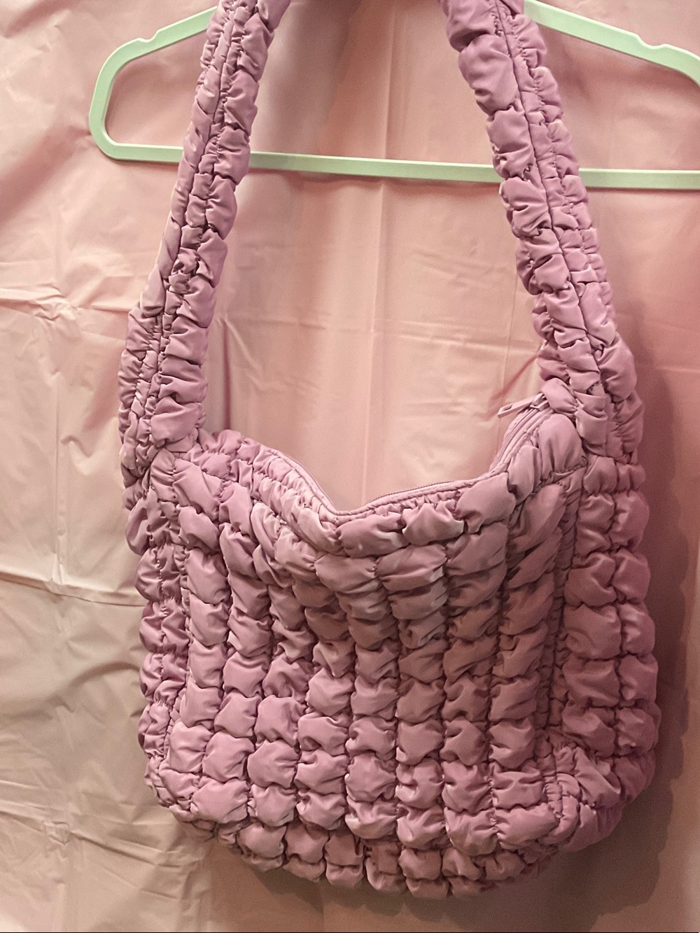 No Boundaries Quilted Shoulder Bag in Lavender Pink